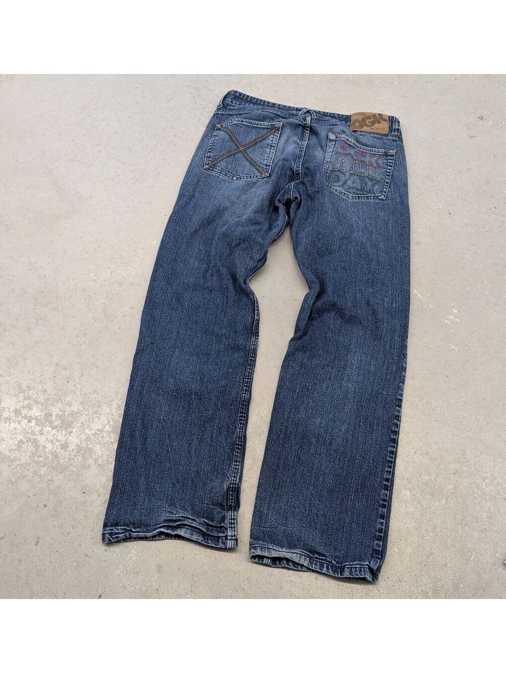 Y2K DGK All Day Embroidered Blue Denim Boot Cut Jeans